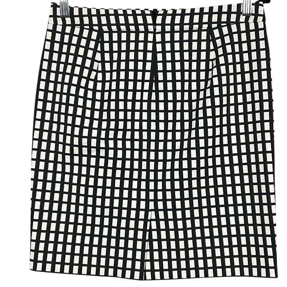 J. CREW The Pencil Skirt Black White Plaid 2 4P Office Professional Prep Capsule - Picture 3 of 8